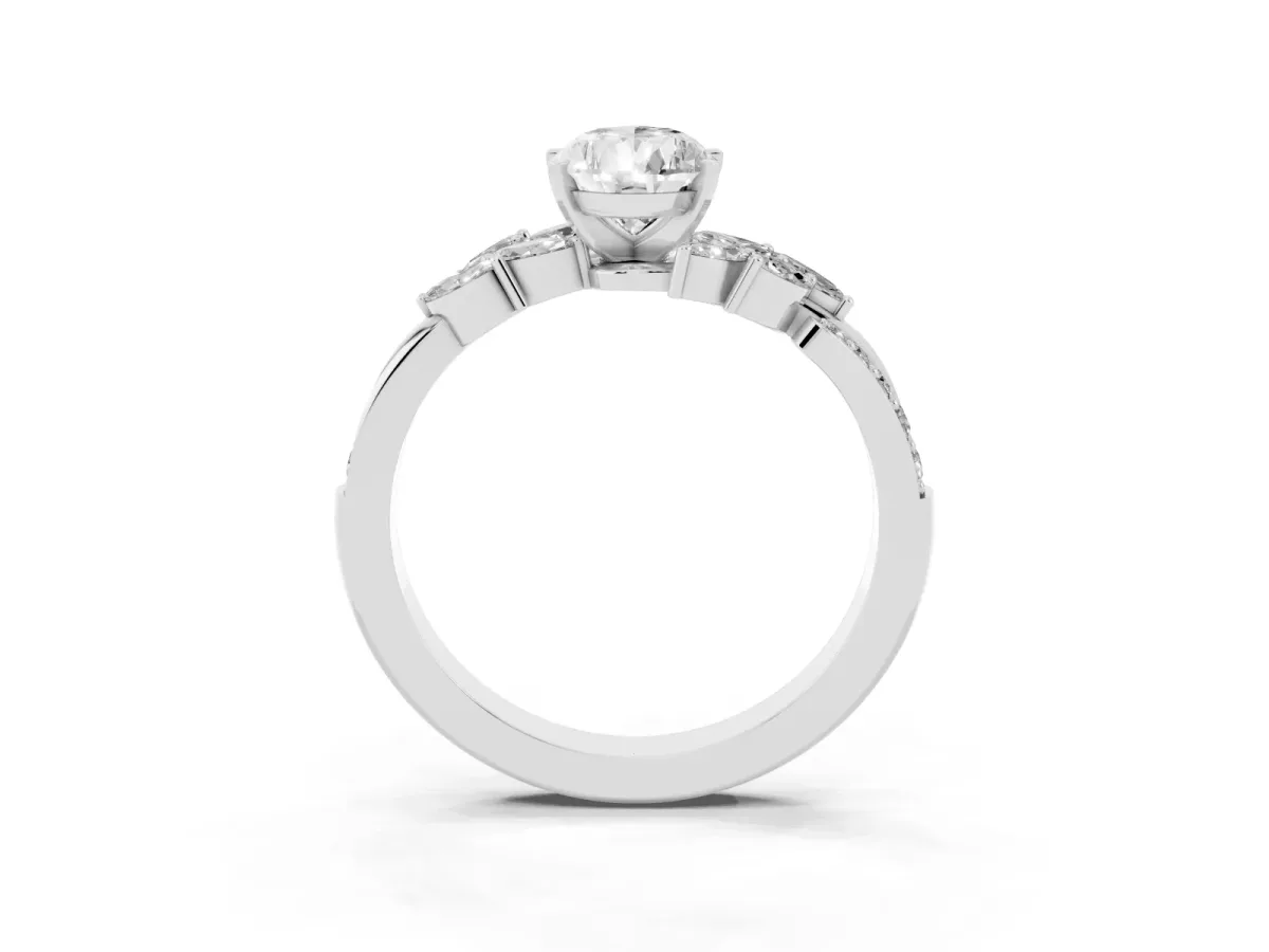 Pear Cut Solitaire Marquise Twist Band with Six-Prong Setting Silver
