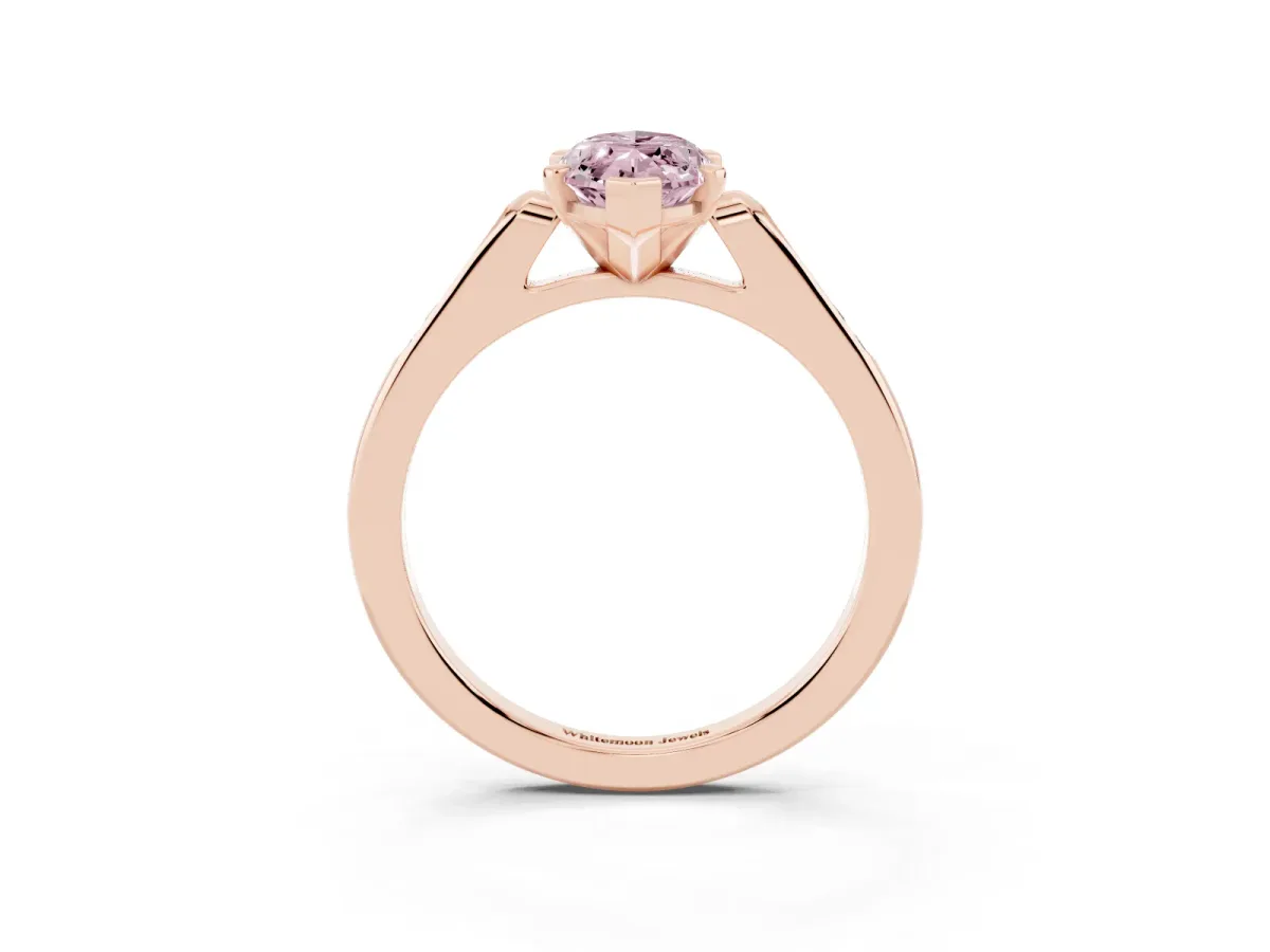Fancy Pink Marquise Cut Diamond Solitaire Ring with Channel Set Round Band and Prong Setting Rose gold
