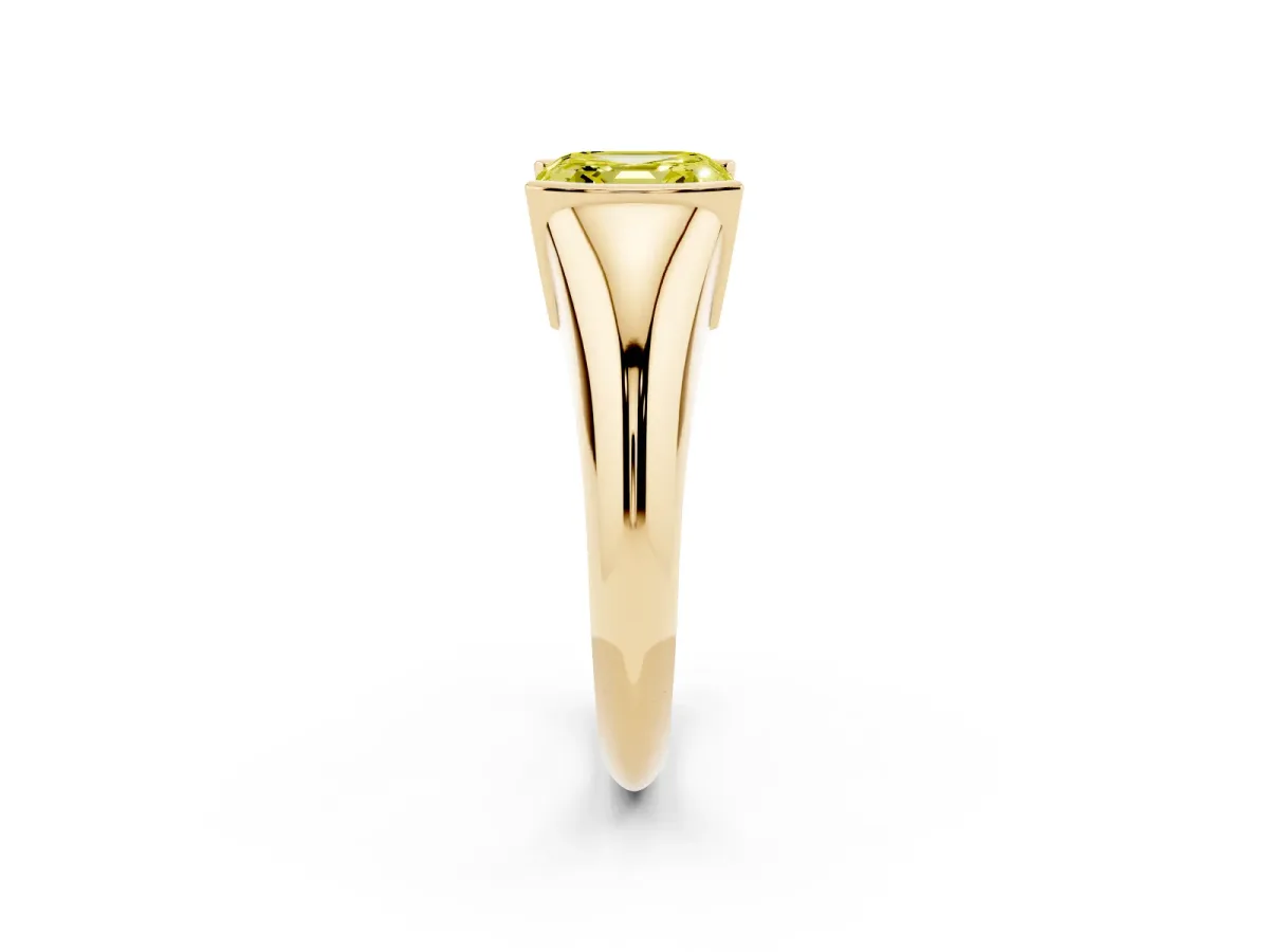 Fancy Yellow Asscher Cut Solitaire Tension Set Diamond Ring Yellow gold