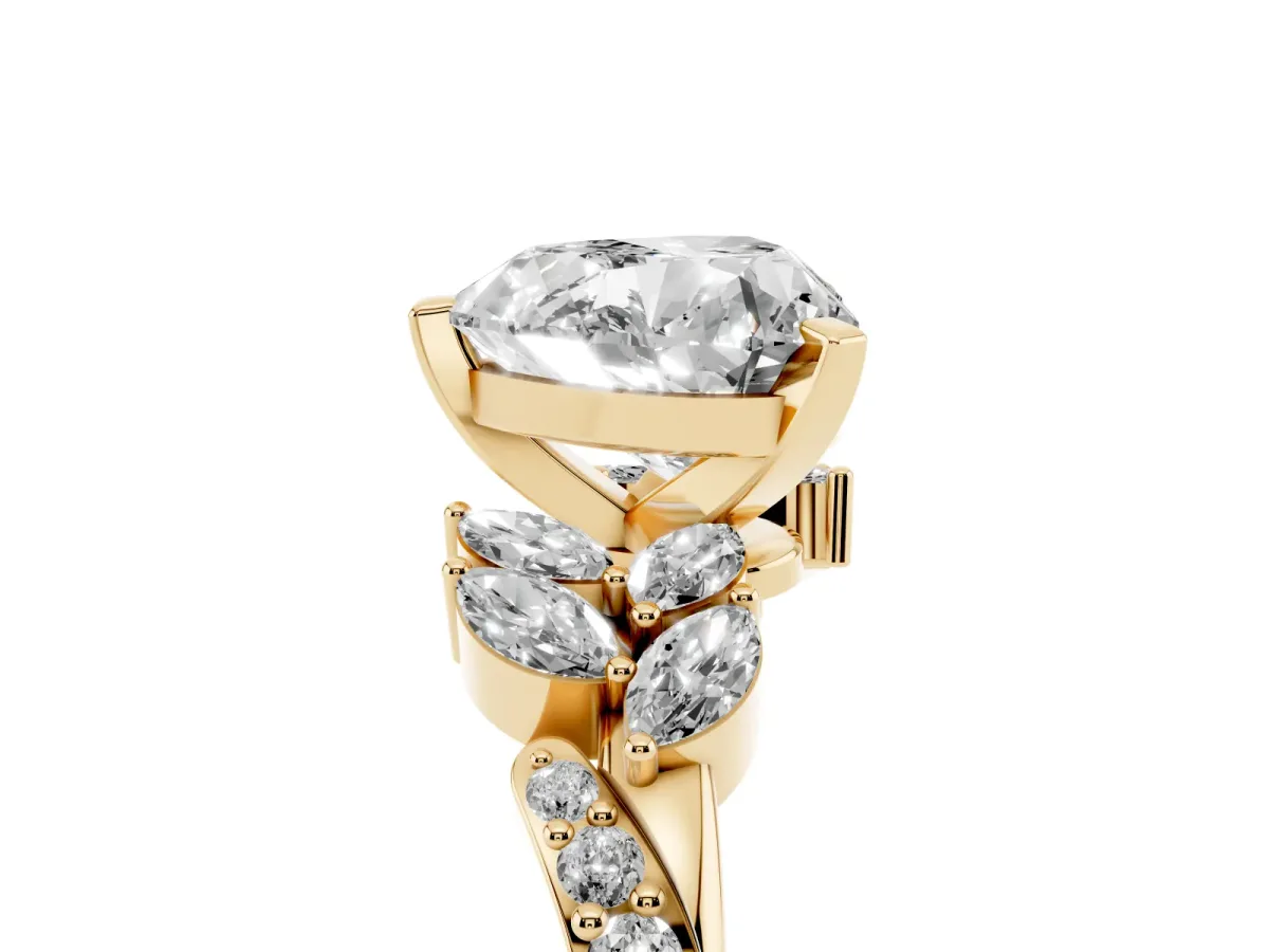 Heart Cut Solitaire Marquise Twist Band with Six-Prong Setting Yellow gold