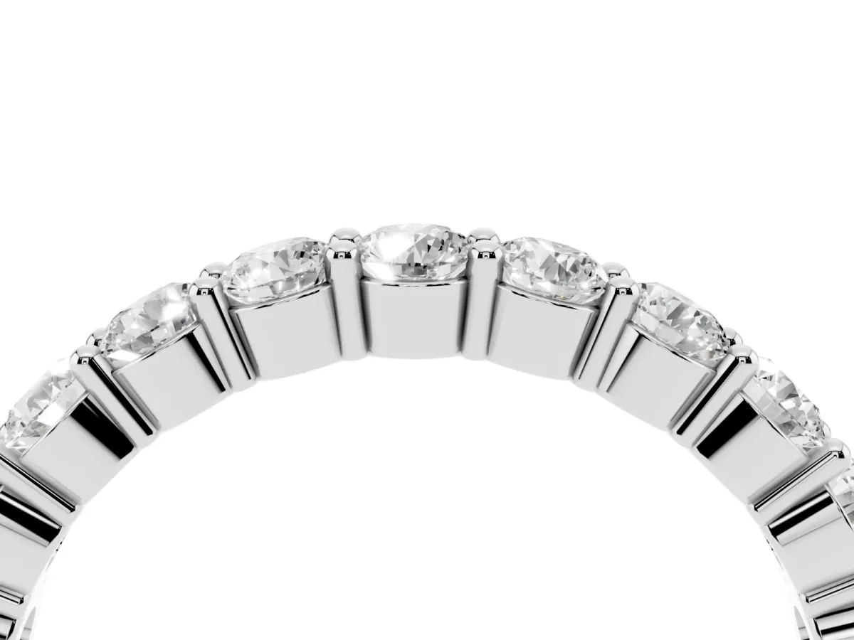 Round Diamond Half Eternity Band with Prong Setting Silver
