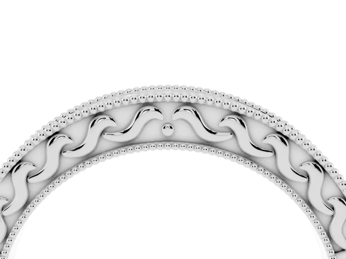 Channel Set Round Diamond Milgrain Edge Eternity Band Platinum