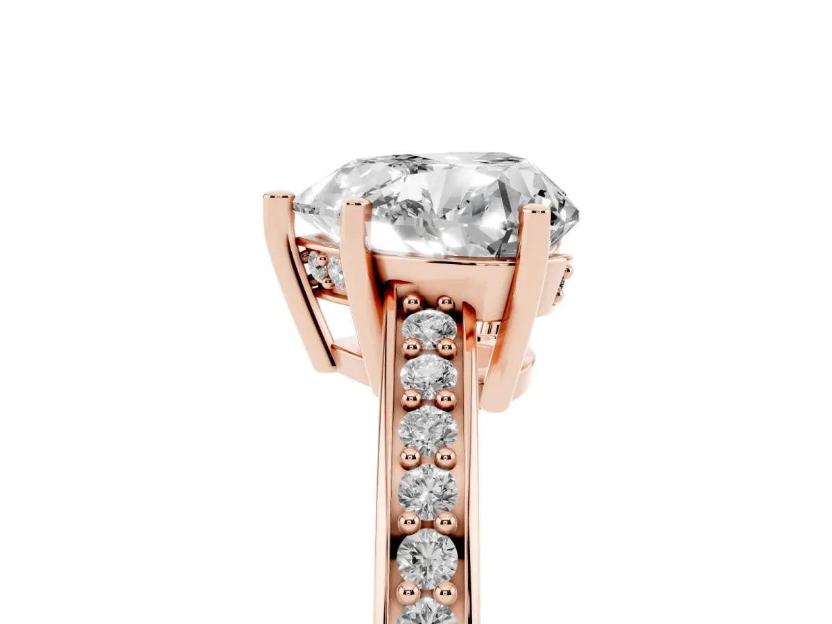 Heart Cut Solitaire Pavé Band Prong Setting Ring Rose gold