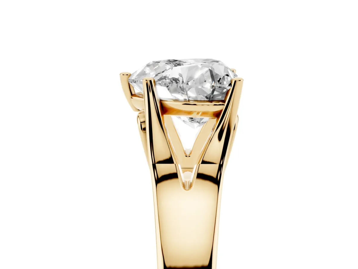 Heart Cut Solitaire Diamond Ring with Cathedral Band and Four-Prong Setting Yellow gold