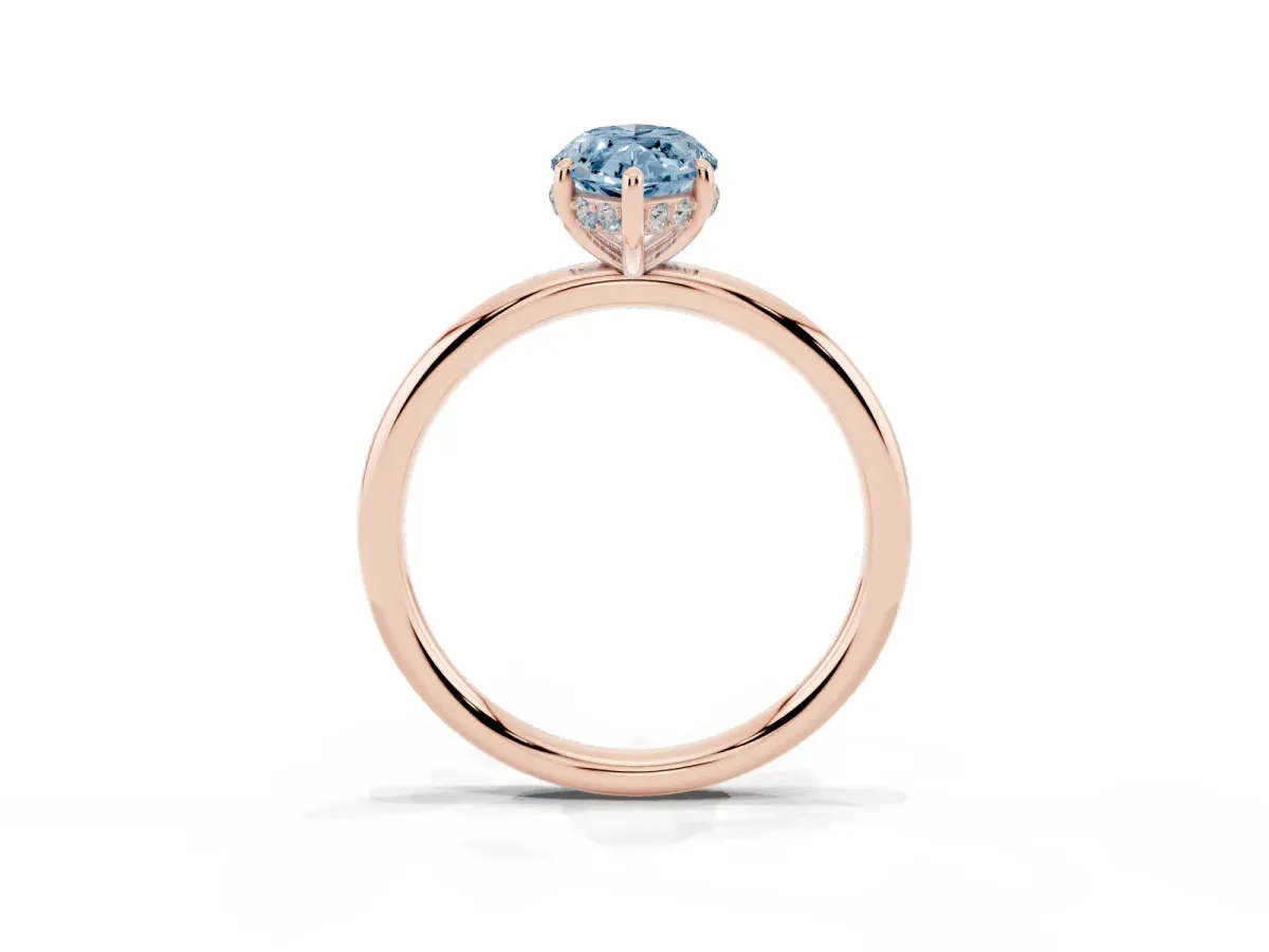 Fancy Blue Marquise Cut Solitaire Diamond Ring with a Classic Band and Four-Prong Setting Rose gold