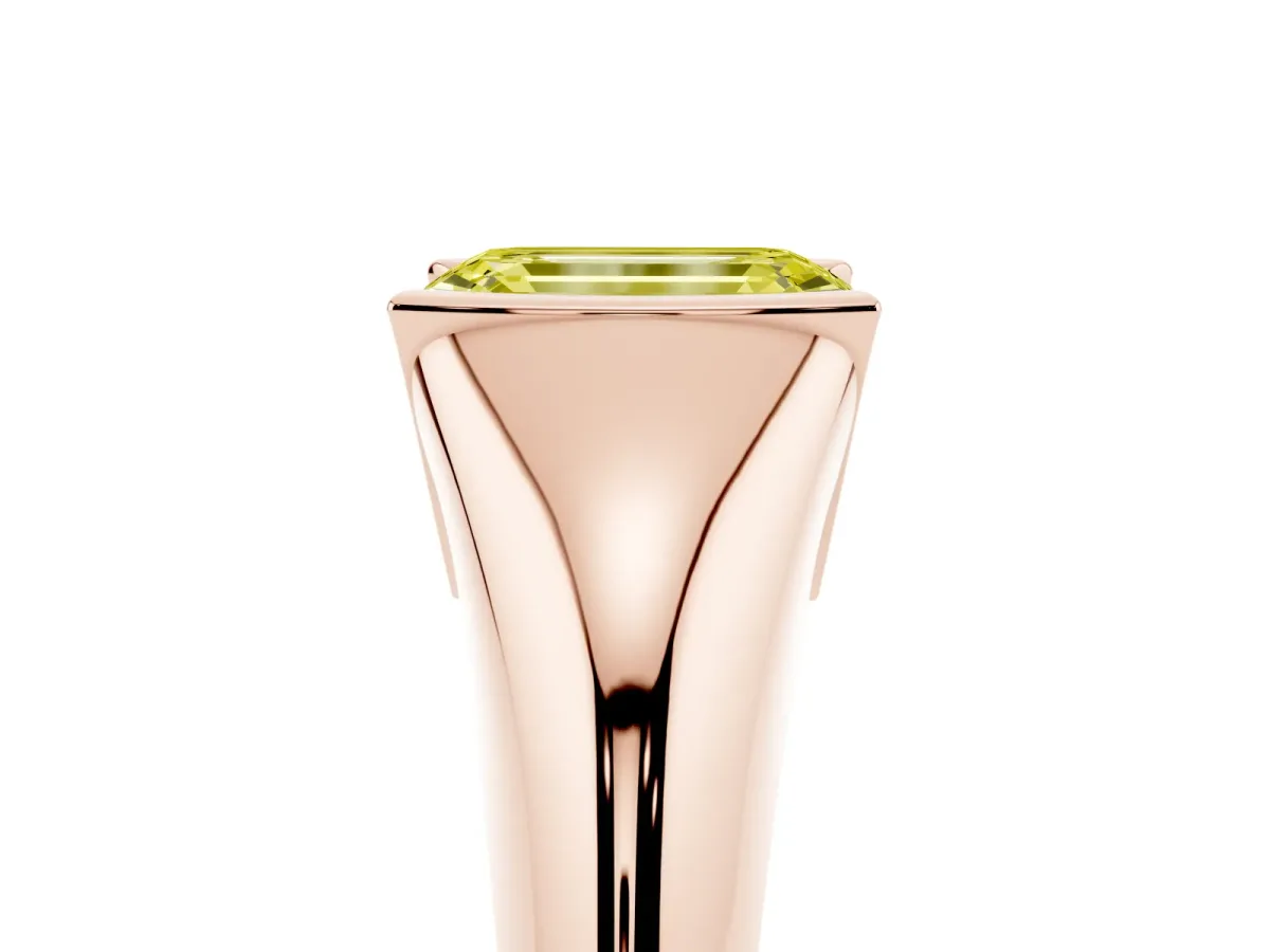 Fancy Yellow Emerald Cut Solitaire Tension Set Diamond Ring Rose gold