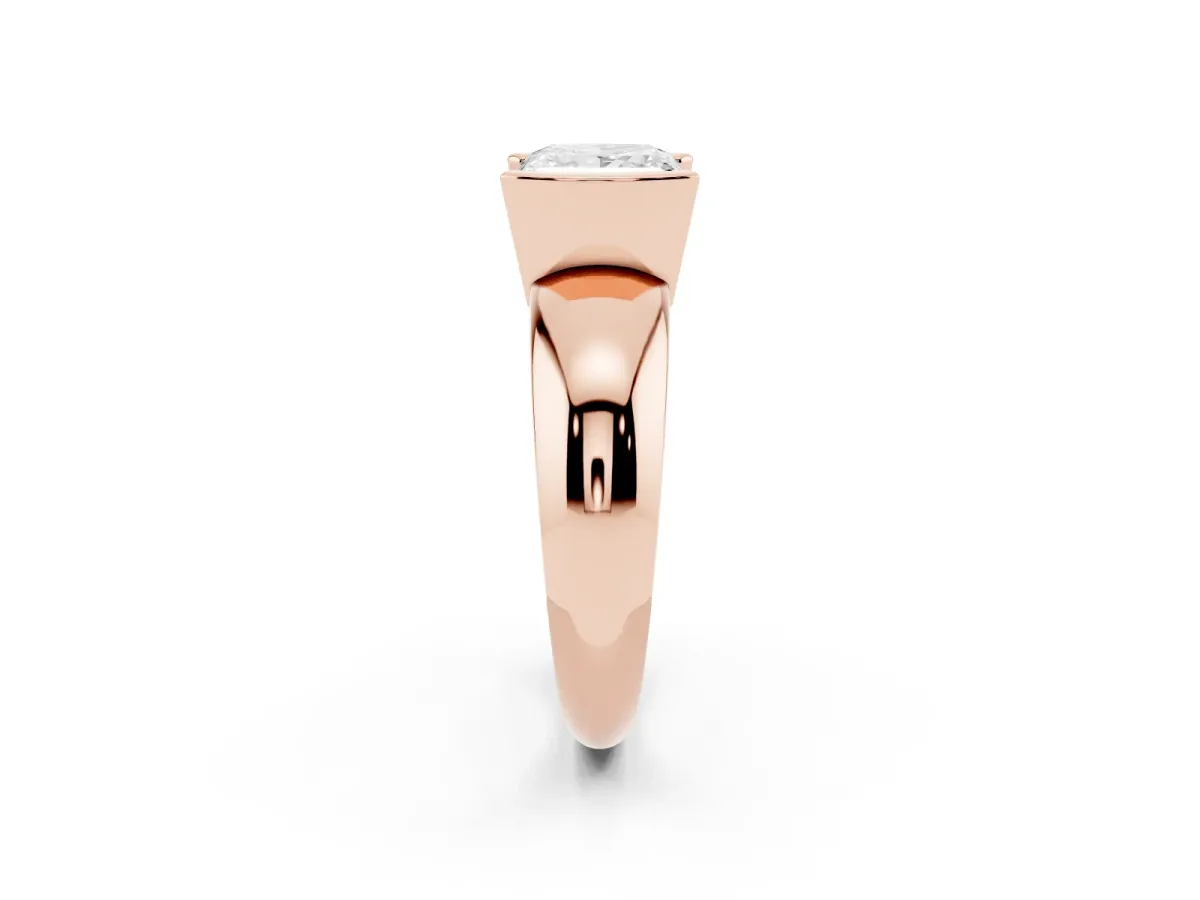 Princess Cut Solitaire Tension Set Diamond Ring with Wide Band Rose gold