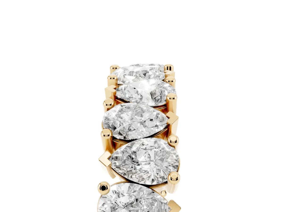 Pear Diamond Shared Prong Eternity Band Yellow gold