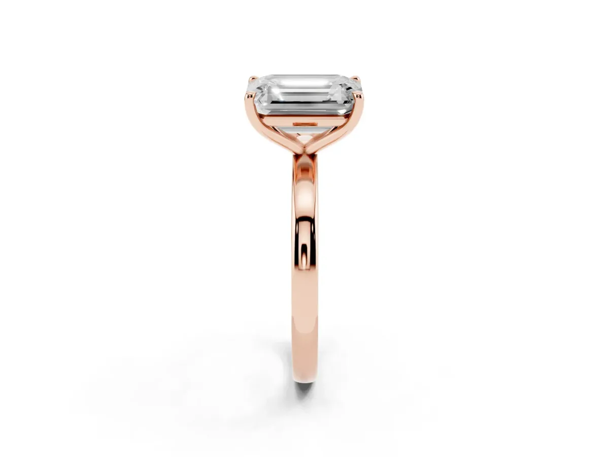 Fancy Blue Emerald Cut and Emerald Cut Toi Moi Ring with Prong Setting Rose gold