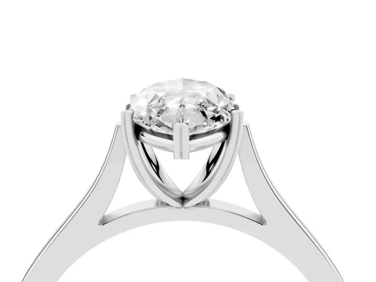 Marquise Cut Solitaire Heart Prong Engagement Ring with Tapered Band White gold