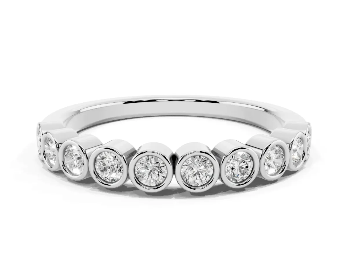Bezel Set Round Diamond Eternity Band Silver