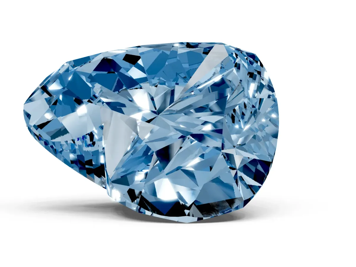 Fancy Blue Heart Cut Diamond Ring with Marquise Side Stones and Prong Setting Platinum