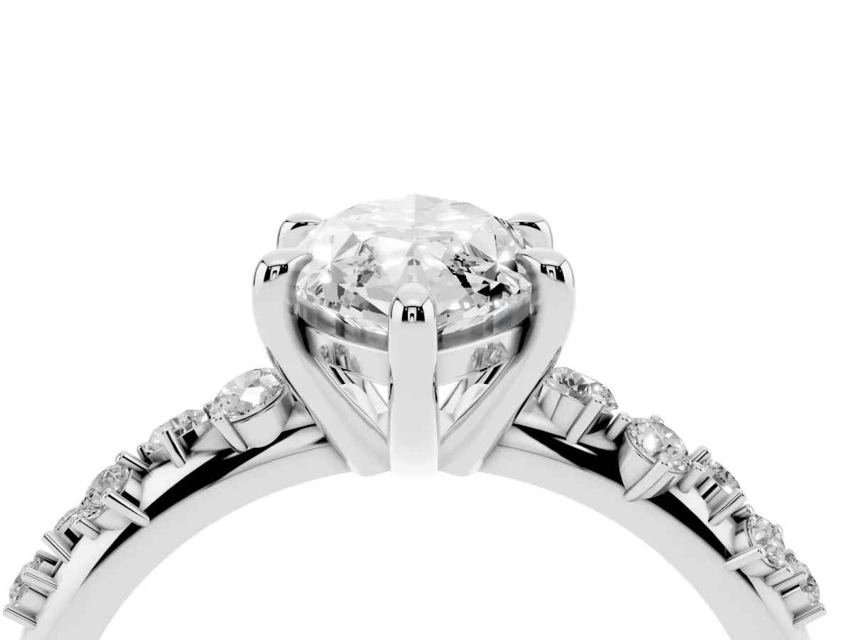 Marquise Cut Cut Diamond Vine Band with Four-Prong Setting Silver