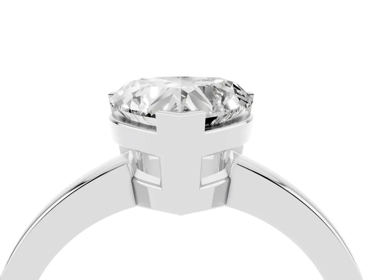 Heart Cut Cut Solitaire Ring with Four-Prong Setting and Classic Band Platinum