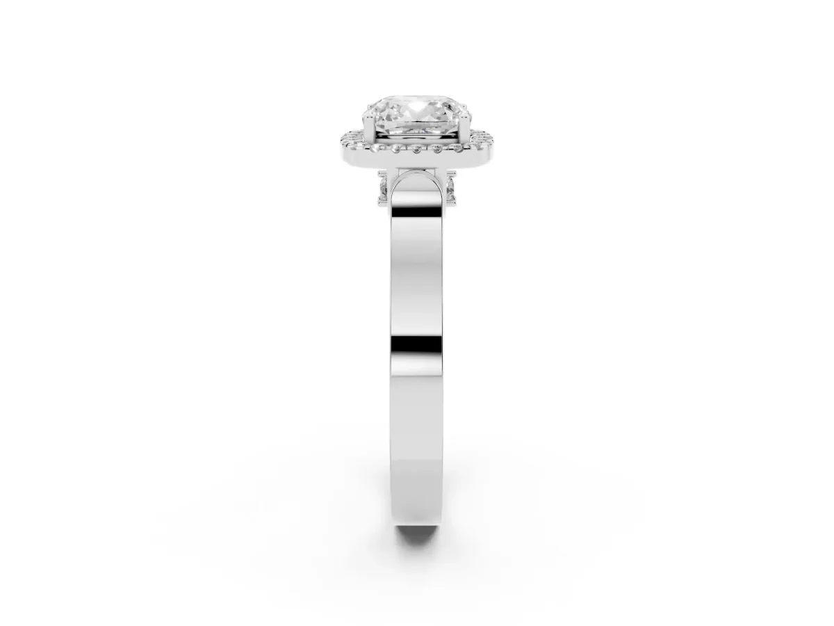 Cushion Cut Halo Pave Split Shank Prong Setting Ring Silver
