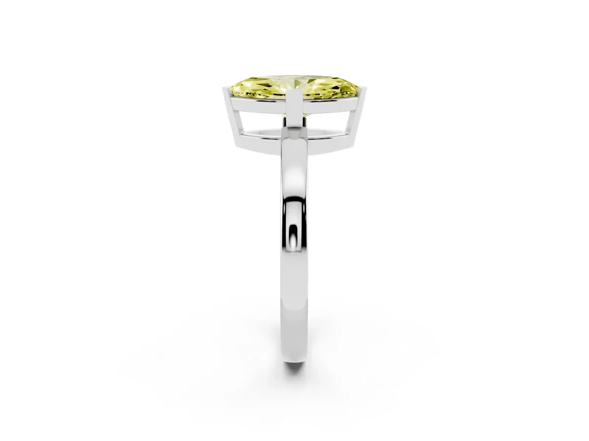 Fancy Yellow Marquise Cut Cut Solitaire Ring with Four-Prong Setting and Classic Band White gold