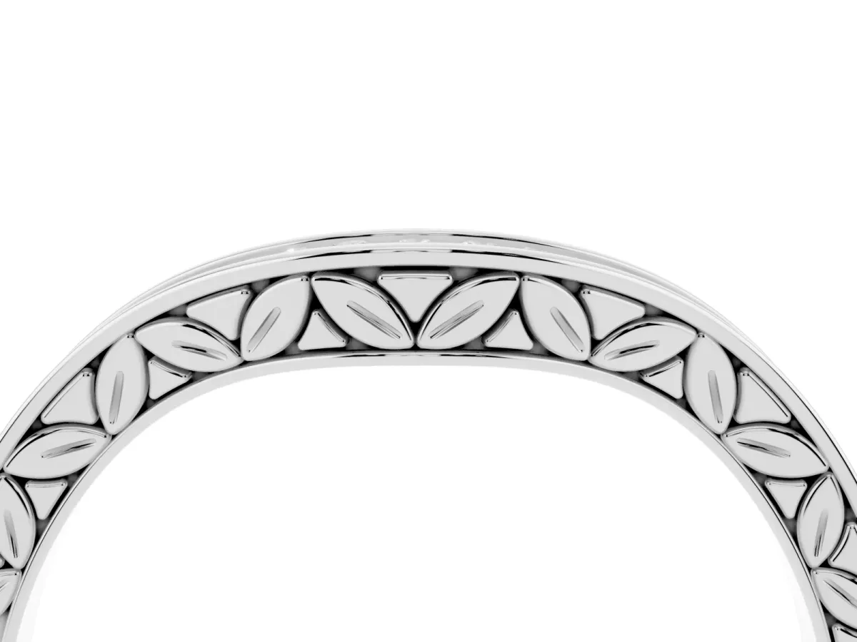 Round Cut Channel Set Wave Band with Pavé Setting Platinum