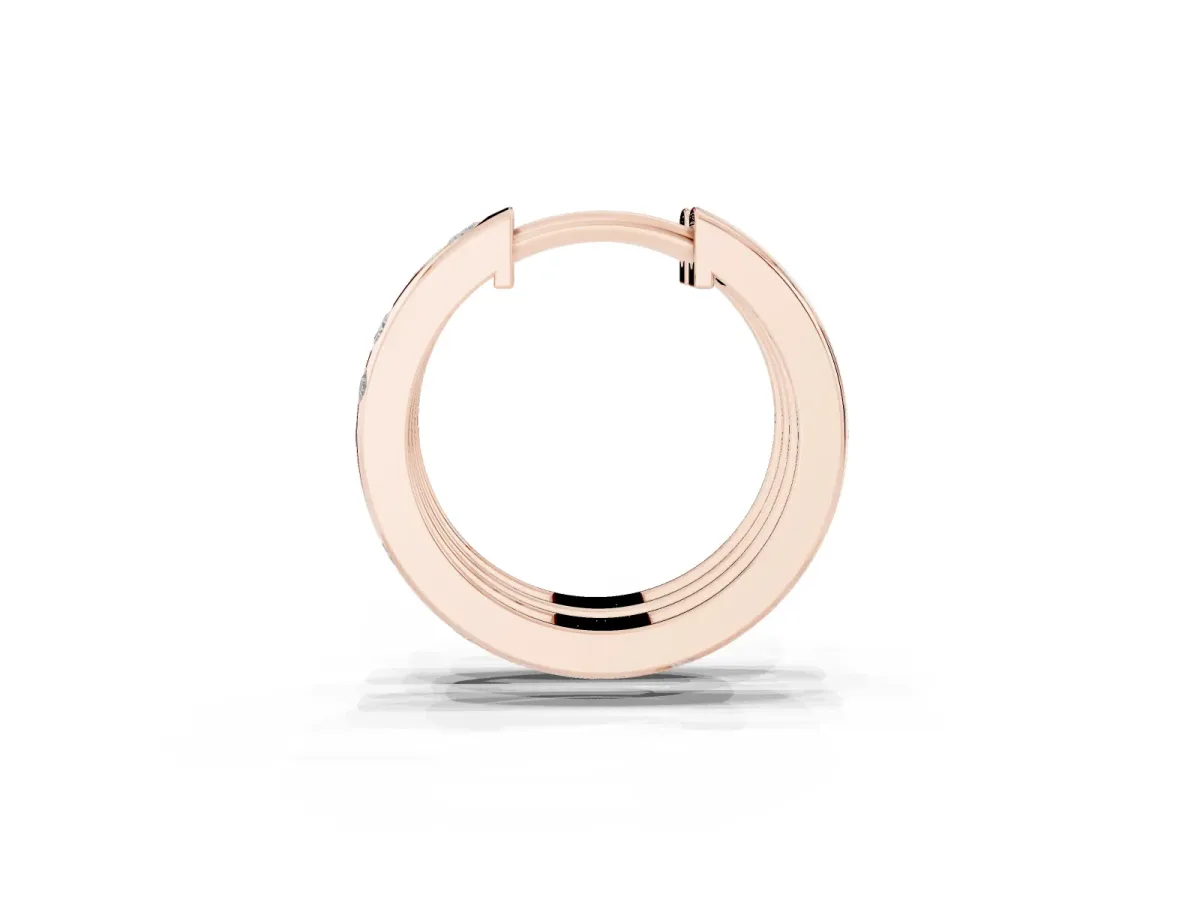 Round Diamond Mosaic Hoop Earrings Rose gold
