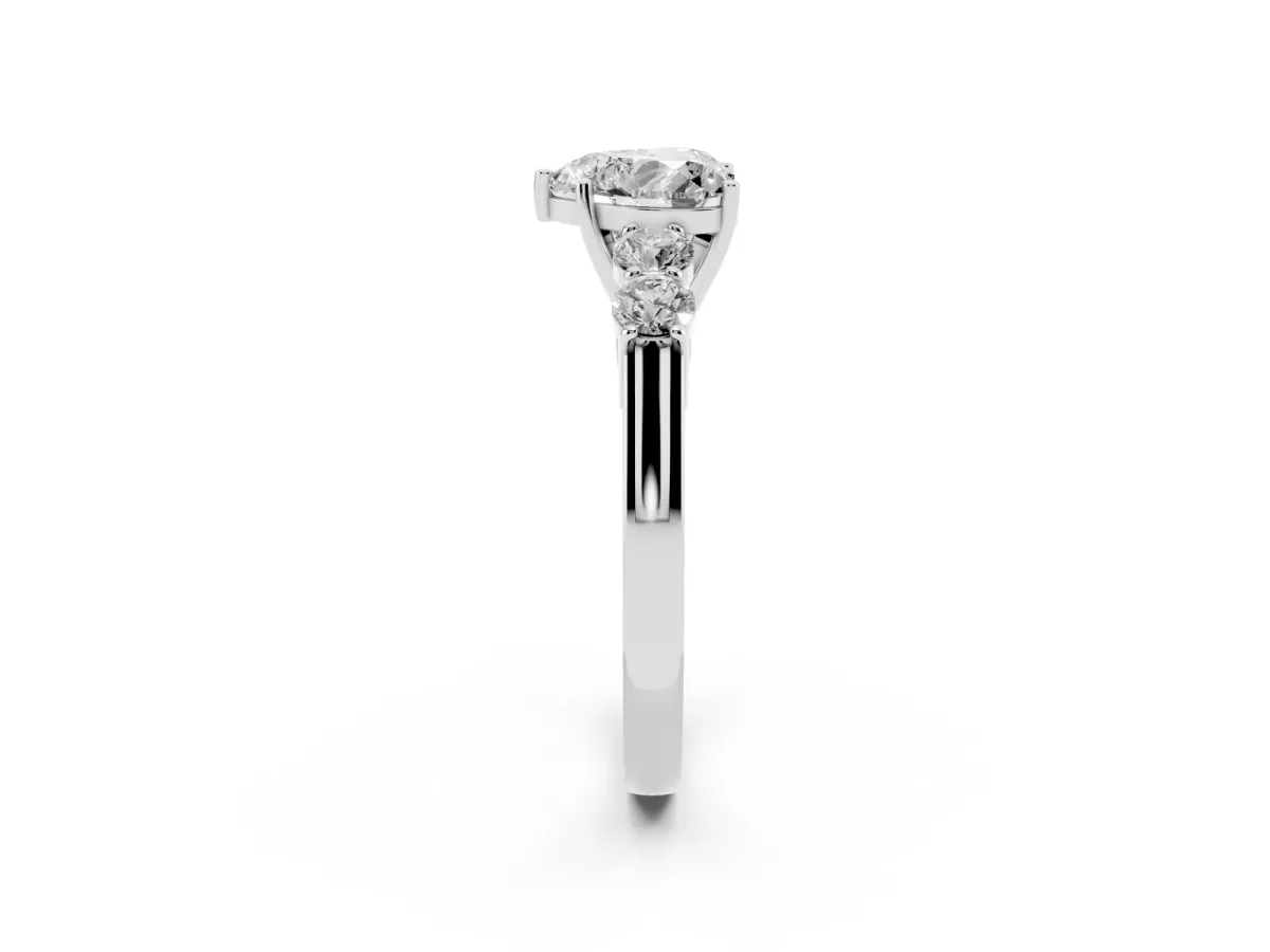 Heart Cut Cut Diamond Five-Stone Prong Set White Gold Ring Platinum