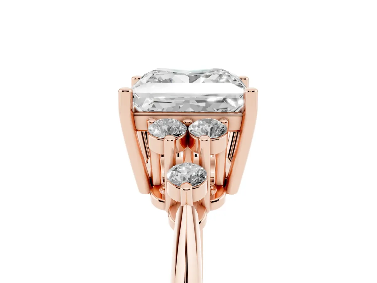 Princess Cut Cut Diamond Cluster Ring with Solitaire Band and Four-Prong Setting Rose gold