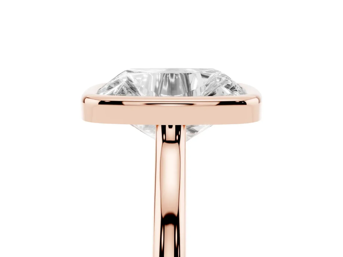 Old Mine Elongated Cushion Diamond Bezel Set Ring Rose gold