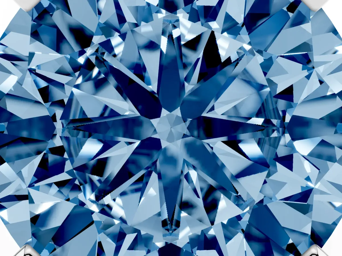 Fancy Blue Round Cut Diamond Solitaire Ring with Prong Setting and Classic Band Platinum