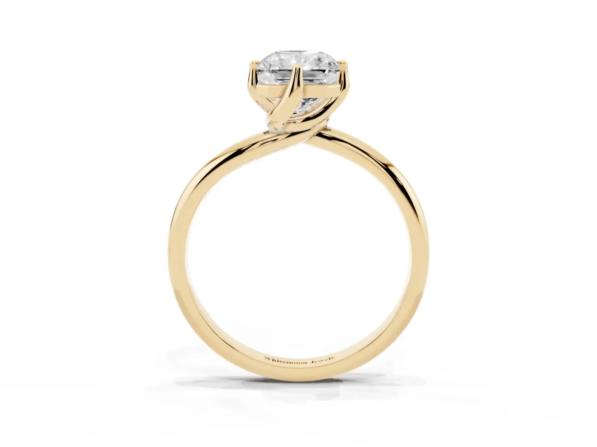 Radiant Cut Diamond Solitaire Engagement Ring with Four-Prong Setting and Classic Band Yellow gold