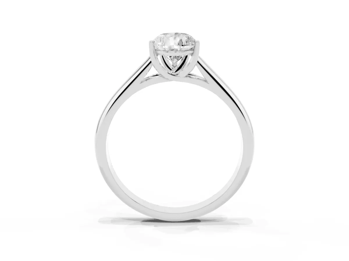 Pear Cut Solitaire Engagement Ring with Tapered Band and Four-Prong Setting White gold