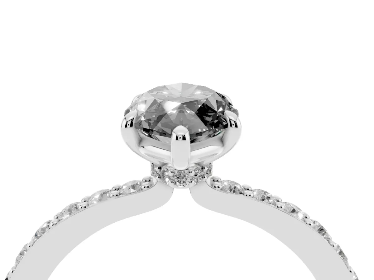 Fancy Black Marquise Cut Diamond Pavé Engagement Ring with Round Accents and Prong Setting Silver