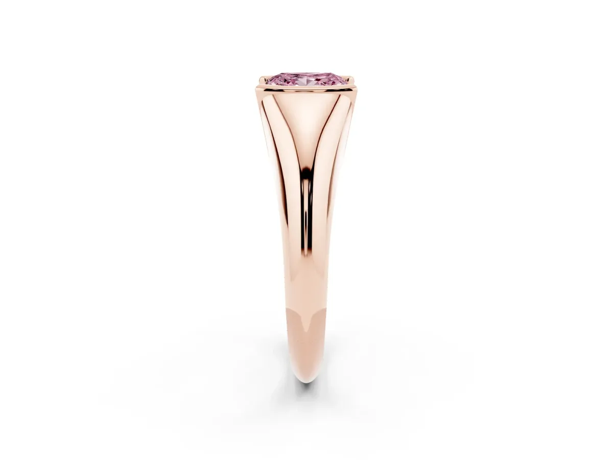 Fancy Pink Princess Cut Solitaire Tension Set Diamond Ring Rose gold