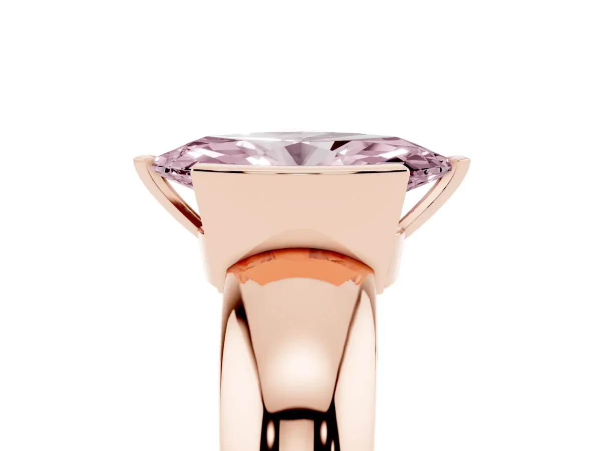 Fancy Pink Marquise Cut Solitaire Tension Set Diamond Ring with Wide Band Rose gold