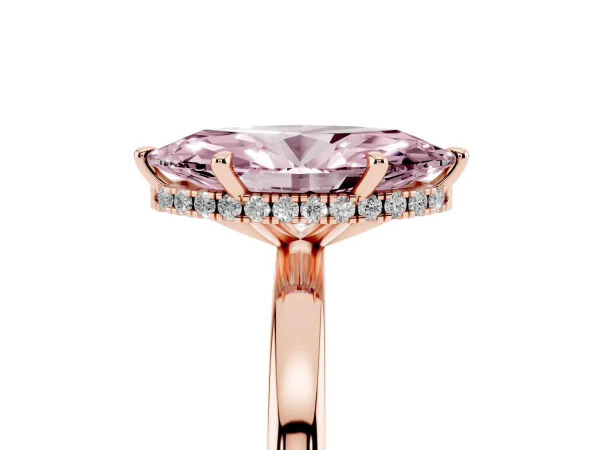 Fancy Pink Marquise Cut Solitaire Engagement Ring with Cathedral Band and Four-Prong Setting Rose gold