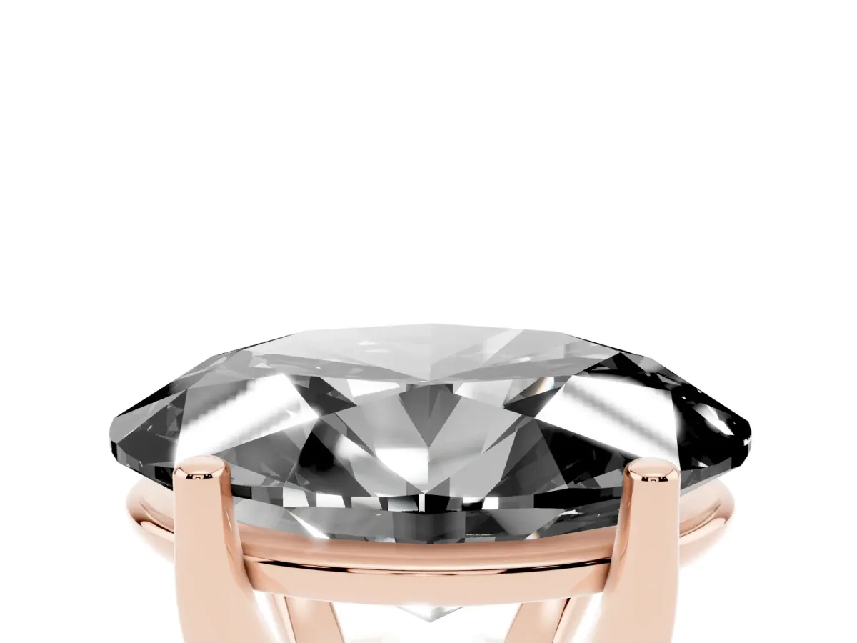 Fancy Black Oval Cut Cut Diamond Solitaire Engagement Ring with Tapered Plain Band and Four-Prong Setting Rose gold