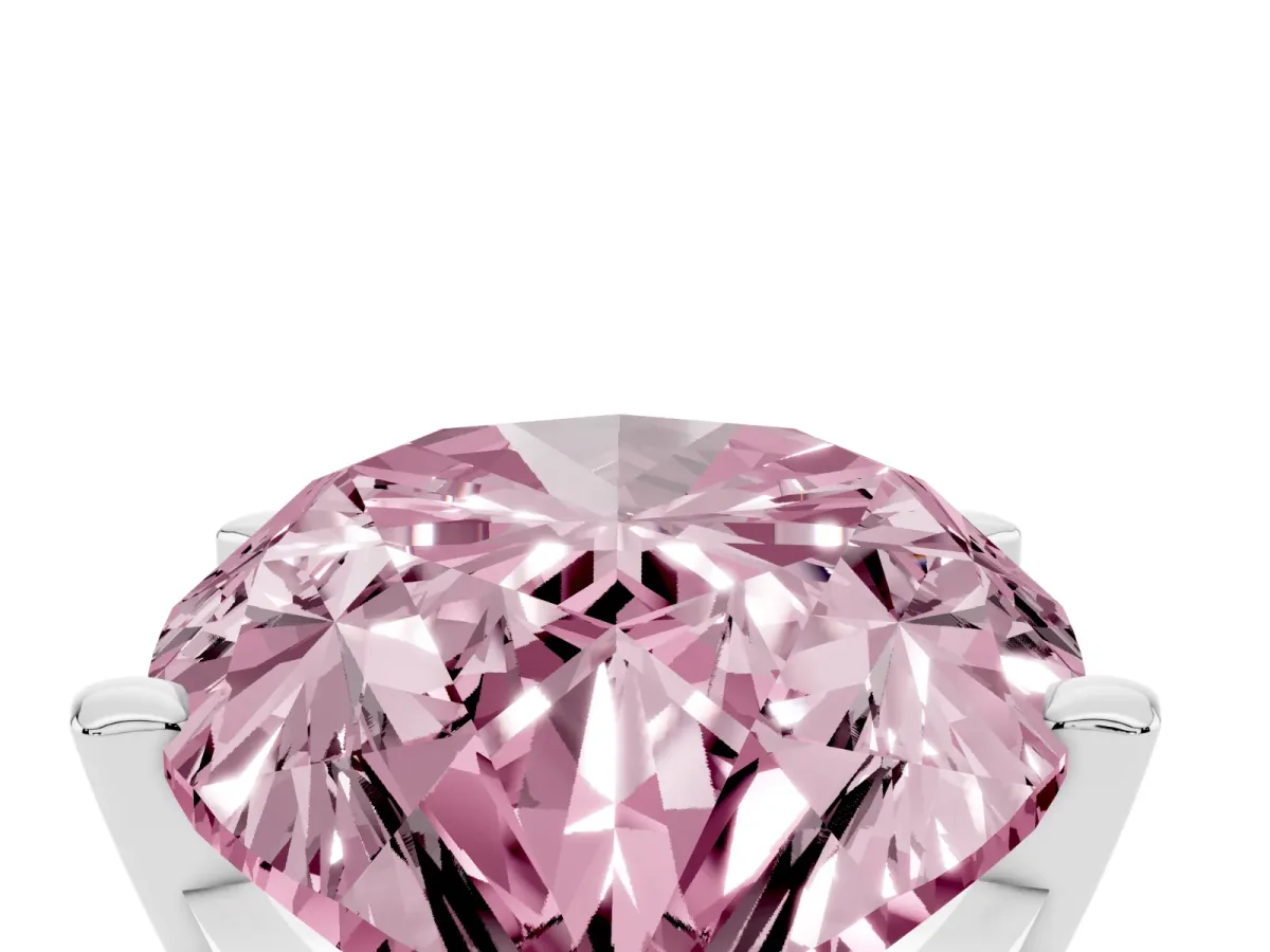 Fancy Pink Pear Cut Diamond Solitaire Ring with Prong Setting and Classic Band Silver