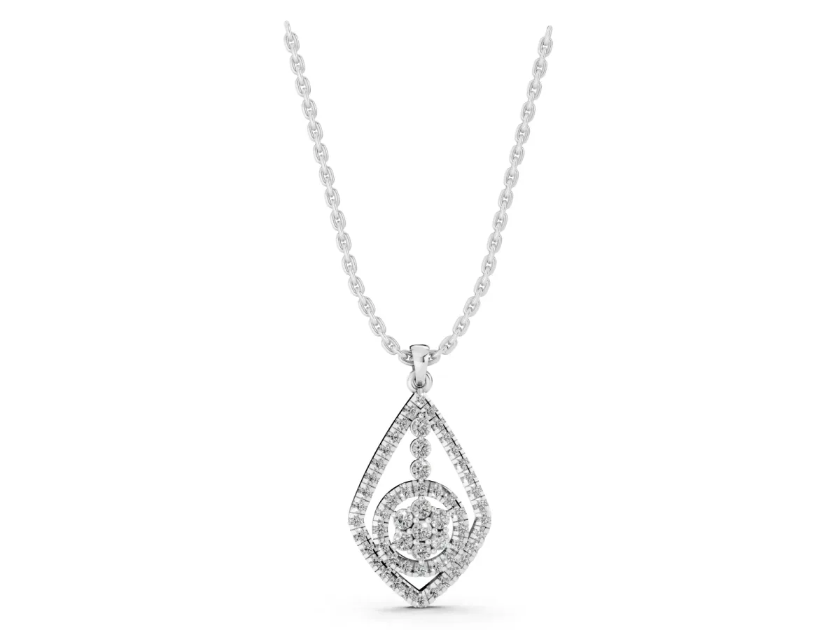 Diamond Halo Pendant with Pavé Setting Silver