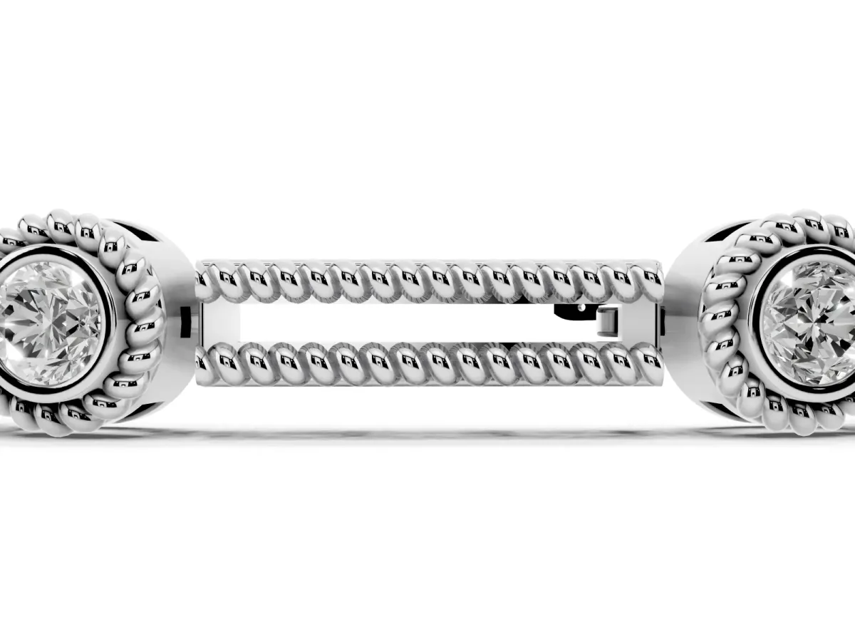 Round Bezel Set Diamond Rope Chain Bracelet White gold