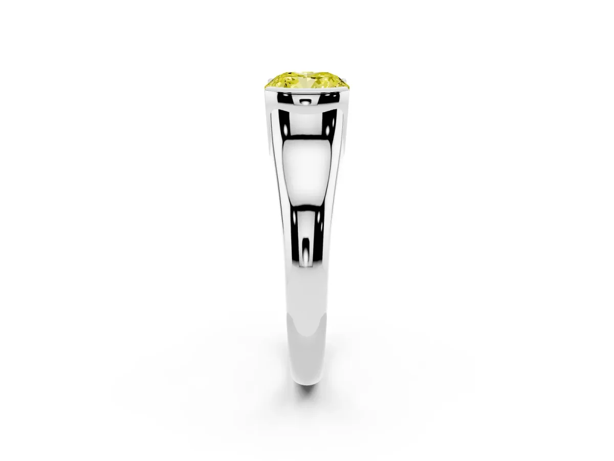 Fancy Yellow Cushion Cut Solitaire Tension Set Diamond Ring with Split Shank Band Platinum
