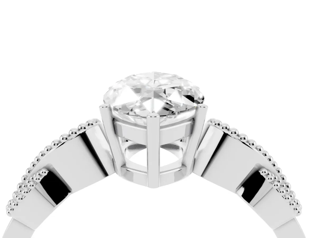 Marquise Cut Solitaire Milgrain Leaf Band with Prong Setting Silver