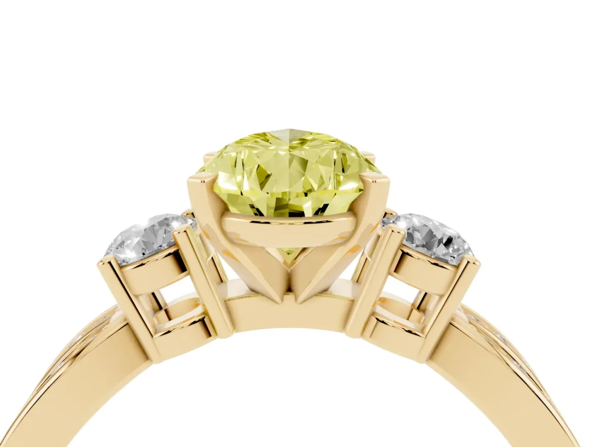 Fancy Yellow Three-Stone Pear Cut Cut Diamond Twist Band with Prong Setting Yellow gold