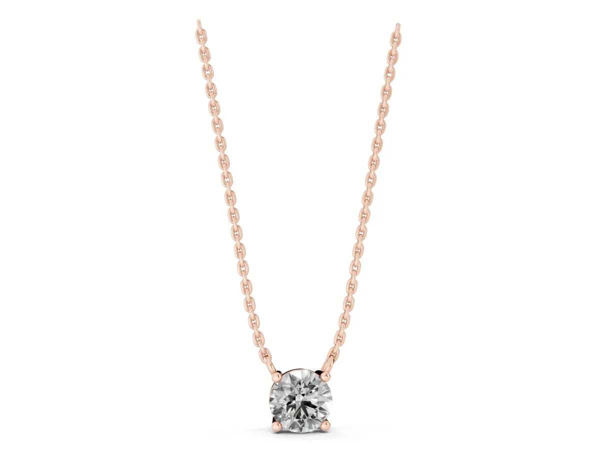 Round Solitaire Pendant with Four-Prong Basket Setting Rose gold