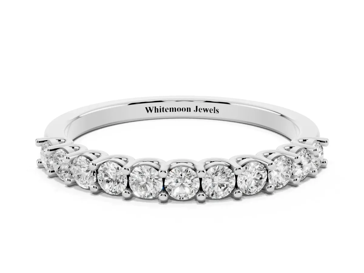 Round Diamond Pavé Half-Eternity Band Platinum