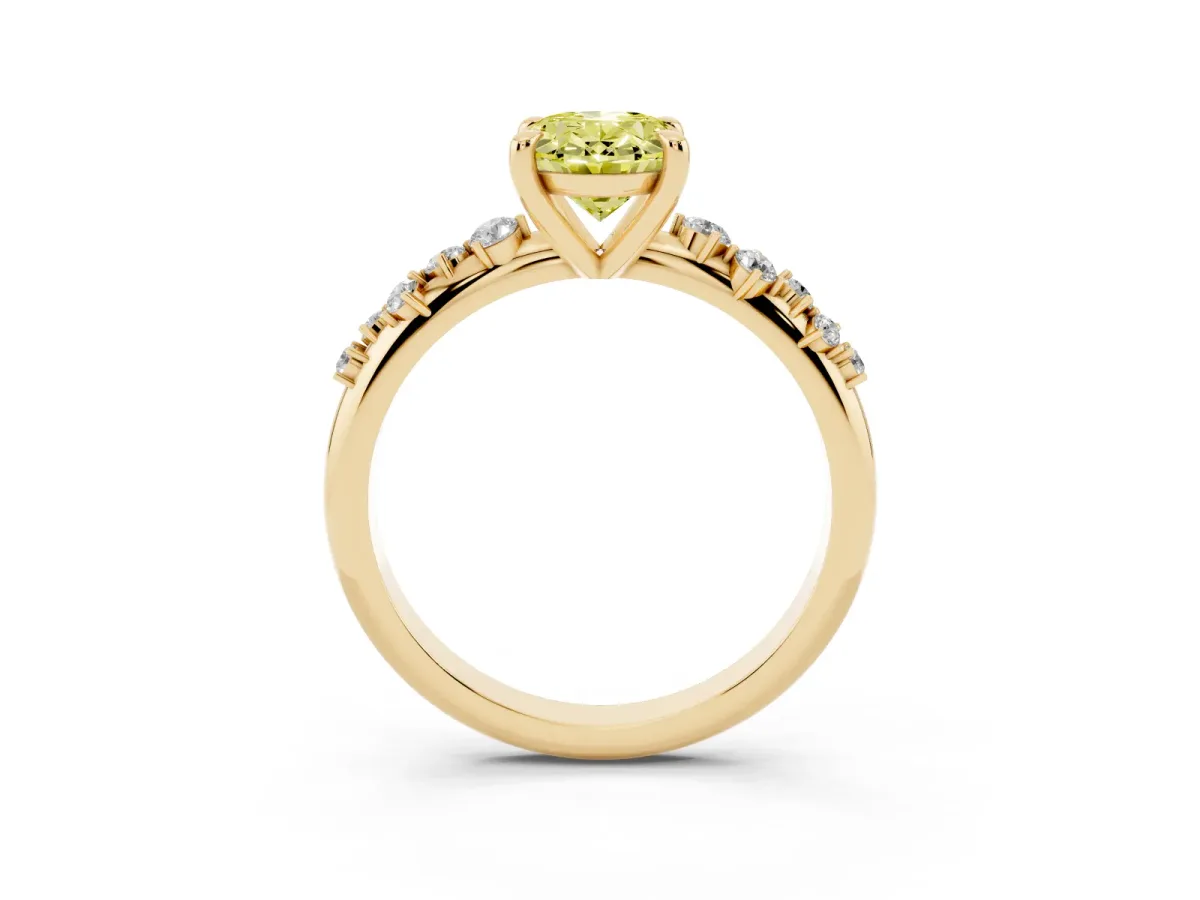Fancy Yellow Oval Cut Cut Diamond Vine Band with Four-Prong Setting Yellow gold