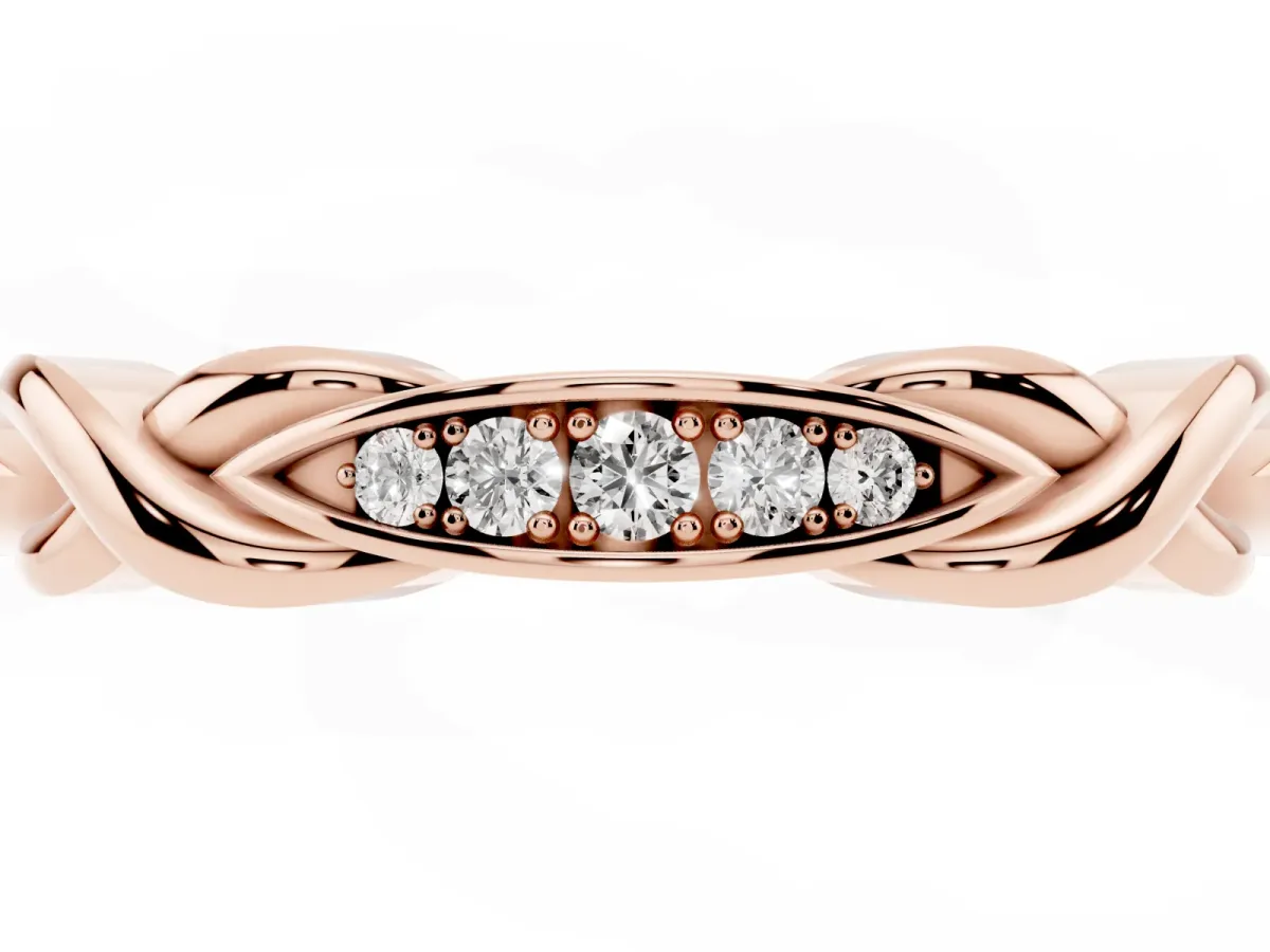 Twisted Marquise Diamond Pavé Band with Shared Prong Setting Rose gold