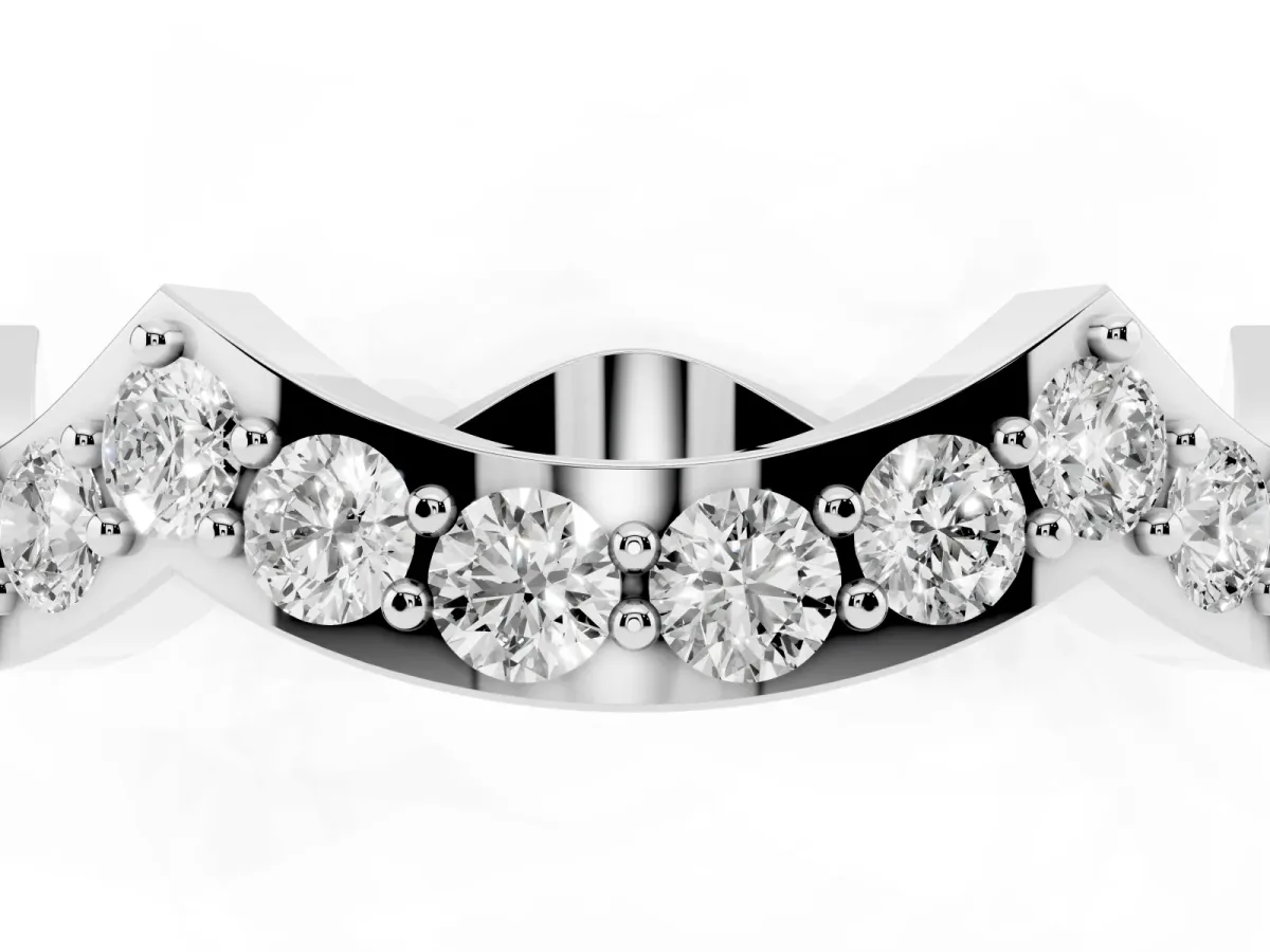 Round Diamond Pavé Zigzag Eternity Band Platinum