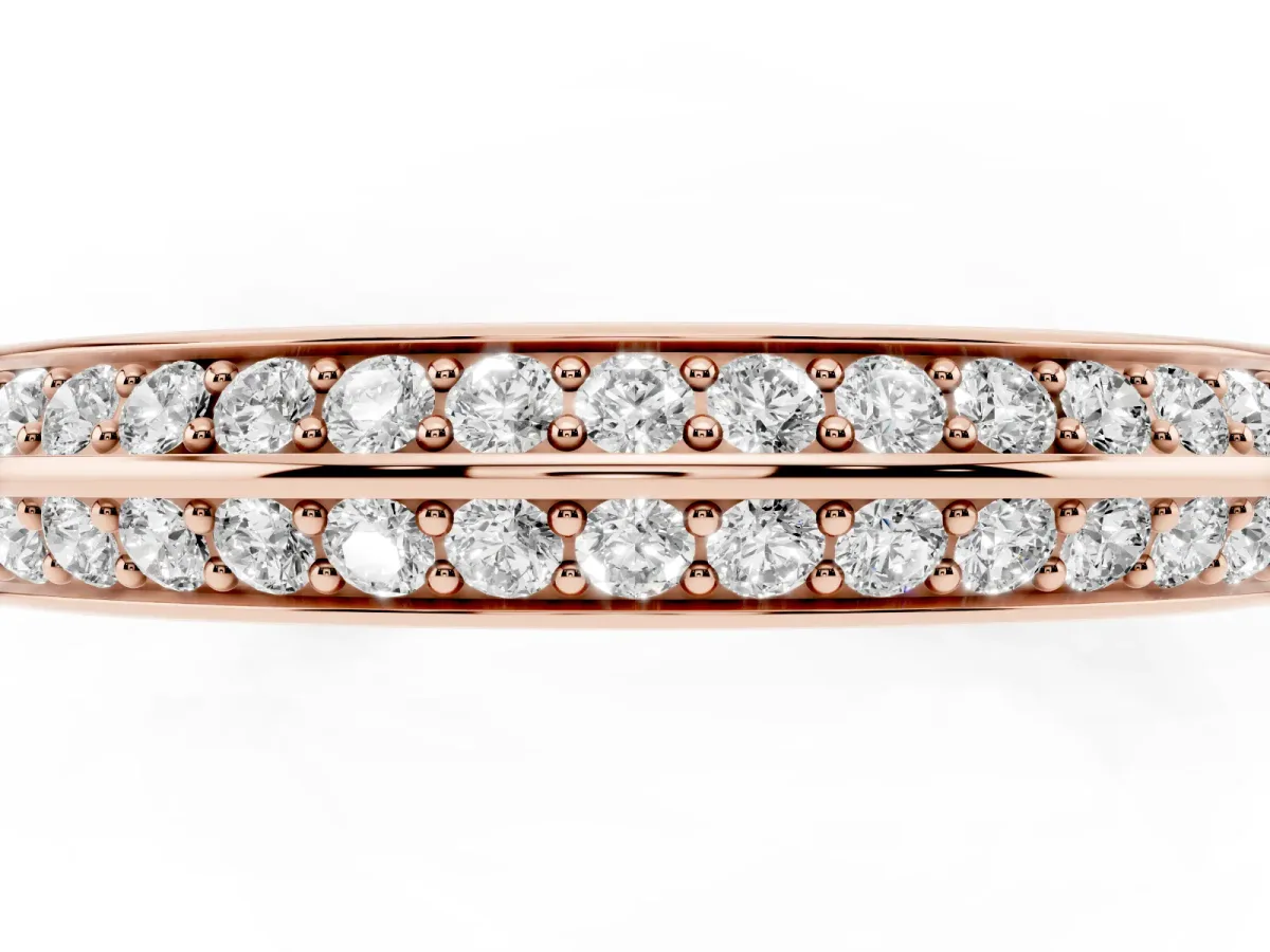 Double Row Round Diamond Channel Set Eternity Band Rose gold