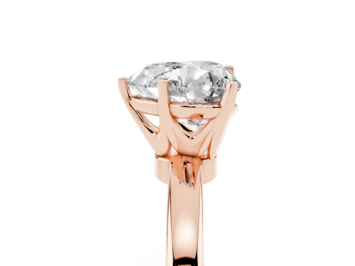 Heart Cut Solitaire Diamond Ring with Six-Prong Setting on a Classic Band Rose gold