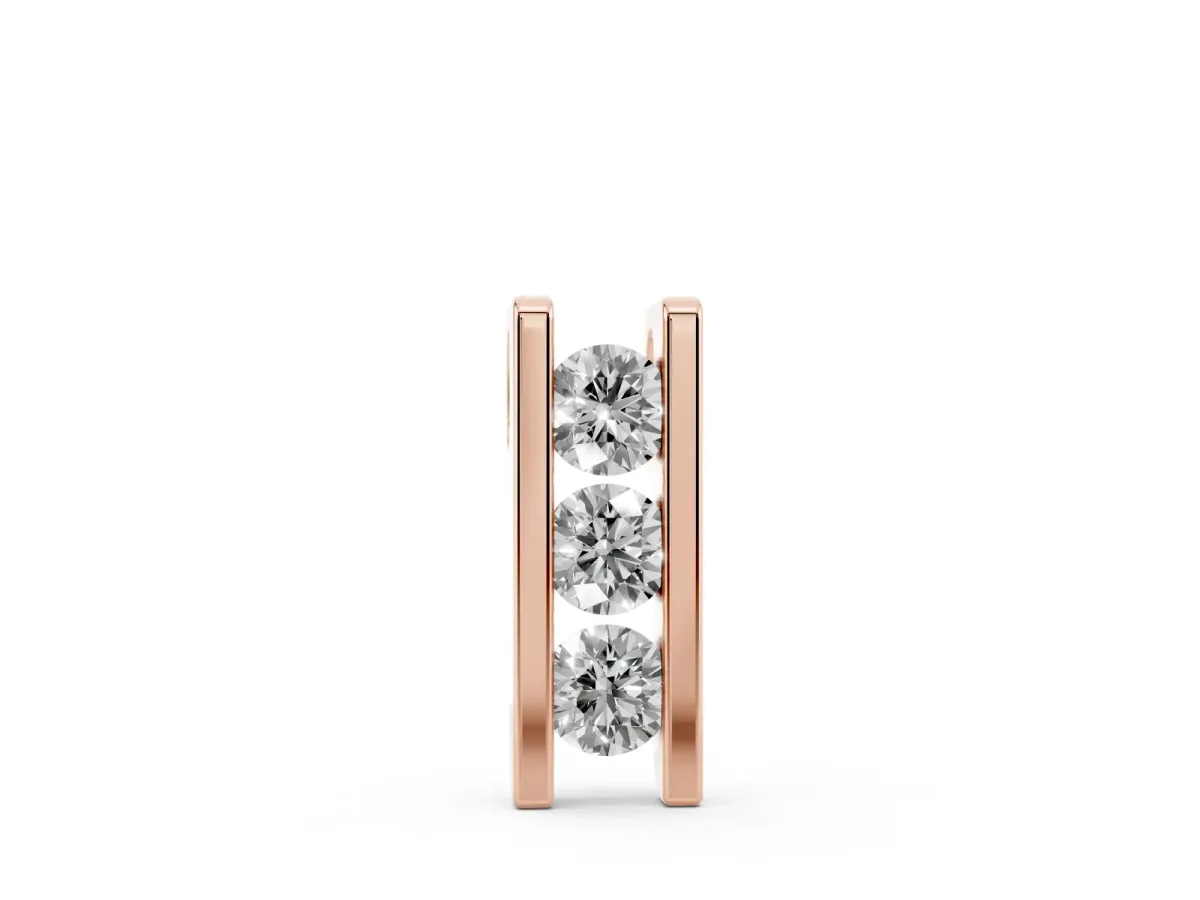 Vertical Channel-Set Round Diamond Bar Pendant Rose gold