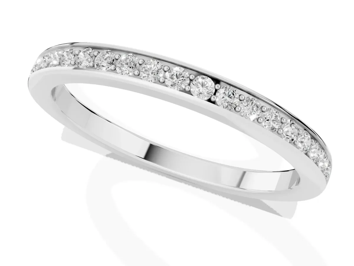 Round Diamond Pavé Set Half-Eternity Band Silver