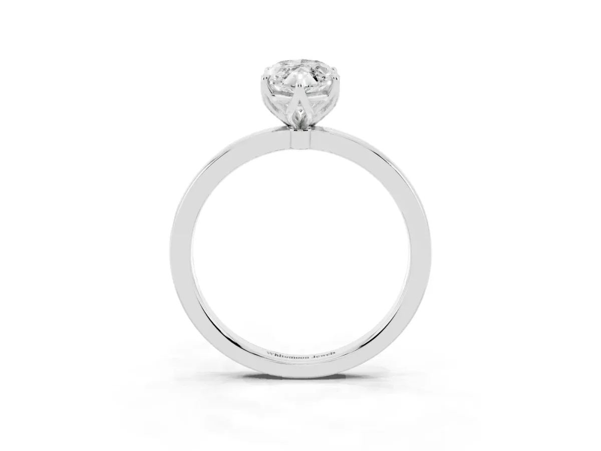 Marquise Cut Diamond Solitaire Ring with Thin Band and Prong Setting Silver