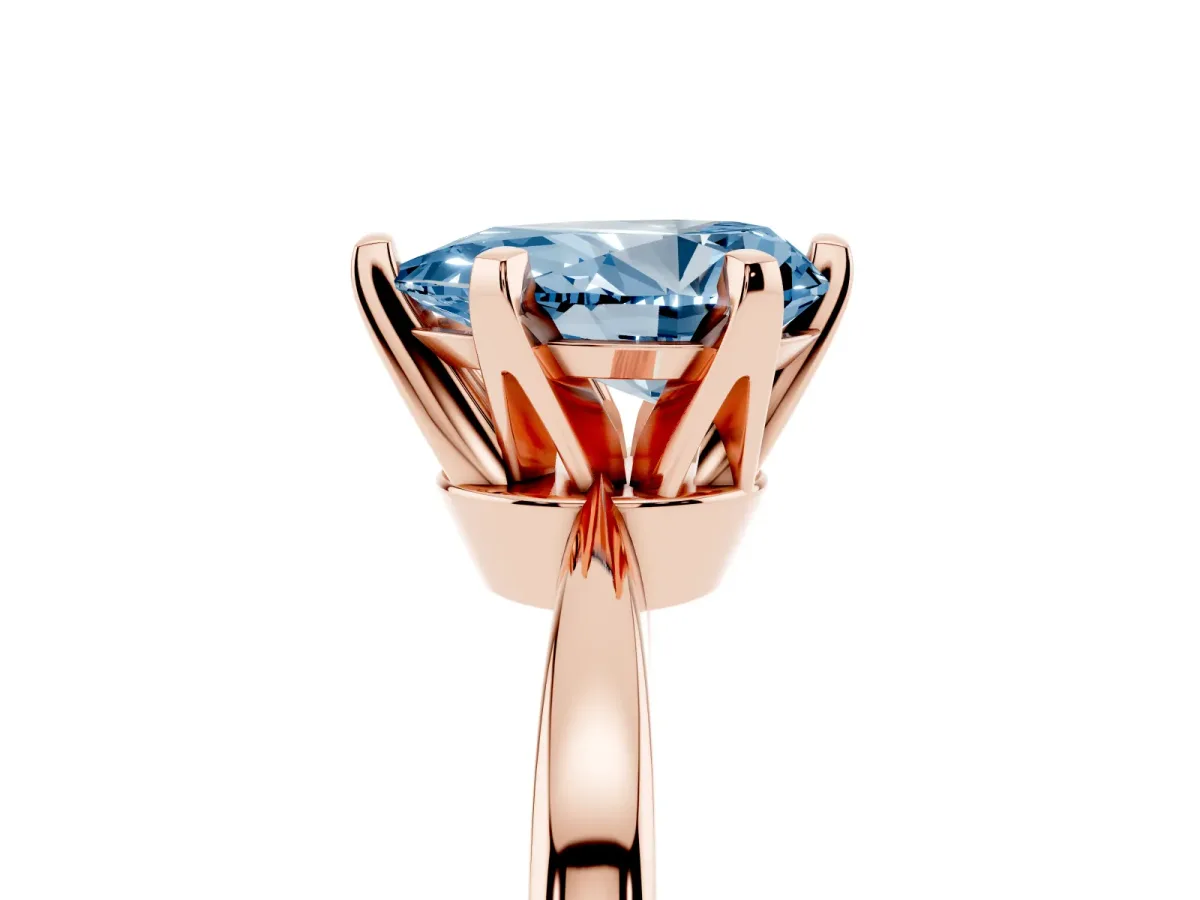 Fancy Blue Pear Cut Solitaire Engagement Ring with Six-Prong Setting and Tapered Band Rose gold